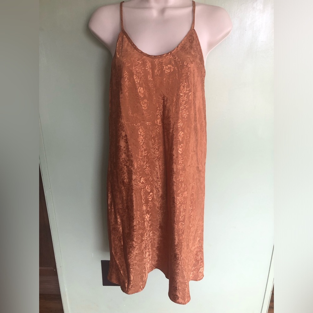 Anne Stuart Womens Vintage Nightgown Medium Floral Sexy Pullover Gold Babydoll